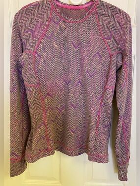 lululemon athletica Pink & Purple Chevron Long Sleeve Top